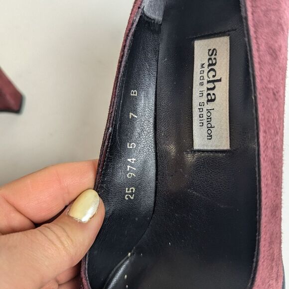 Sacha London Suede Pumps – Burgundy Block Heel – Size 7 - Picture 5 of 9